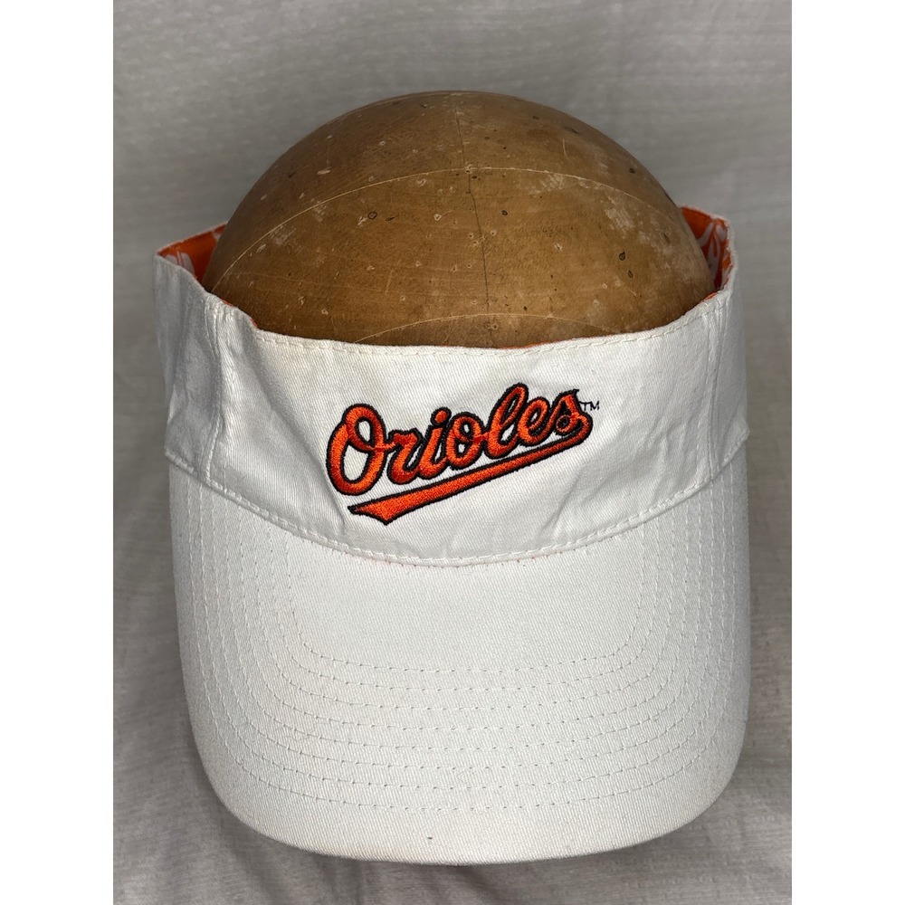 VTG Baltimore Orioles Visor Hat MLB Baseball White‎ Orange Embroidered